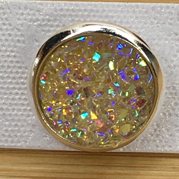 Yellow Faux Druzy Earrings - Picture 2 of 7